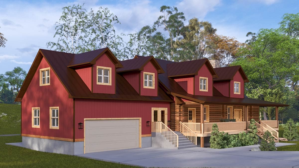 Plan 61569UT: 4-Bed Mountain Log Cabin House Plan with Warp-Around Porch - 4010 Sq Ft - Image #19 - Log Cabin, Mountain