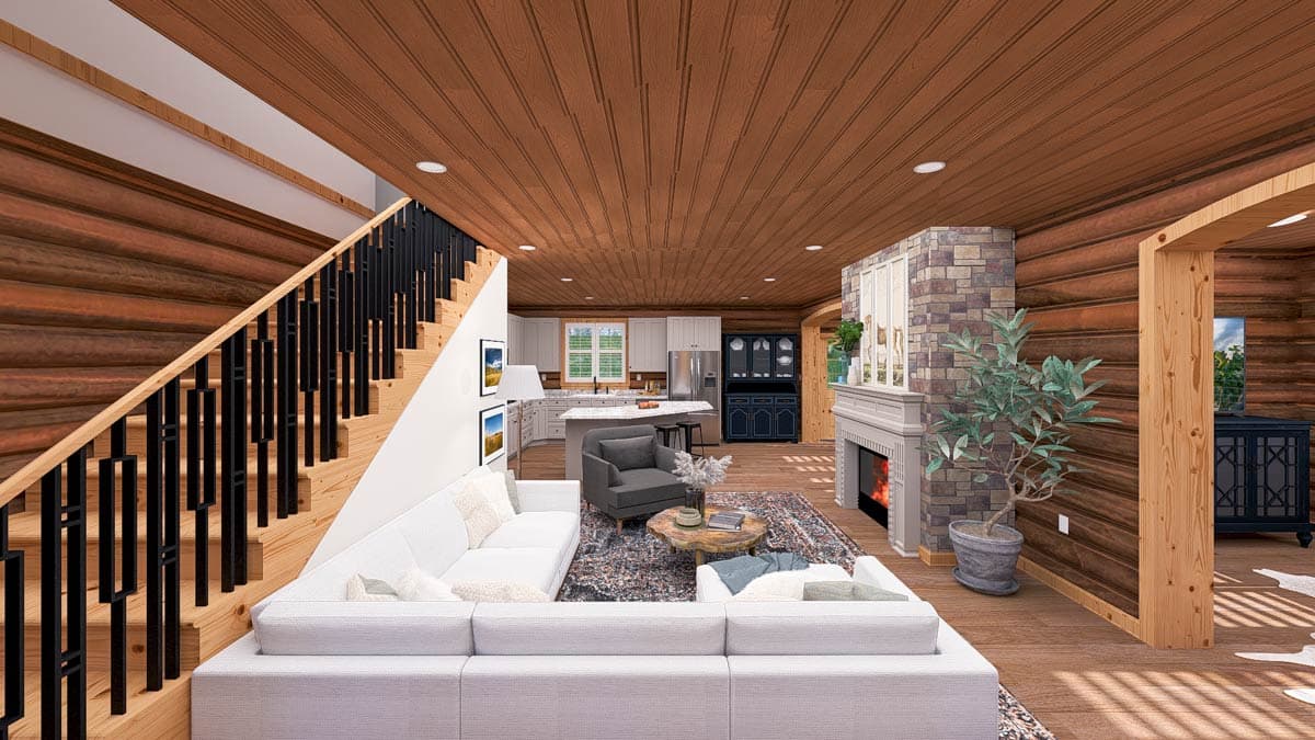 Plan 61569UT: 4-Bed Mountain Log Cabin House Plan with Warp-Around Porch - 4010 Sq Ft - Image #22 - Log Cabin, Mountain