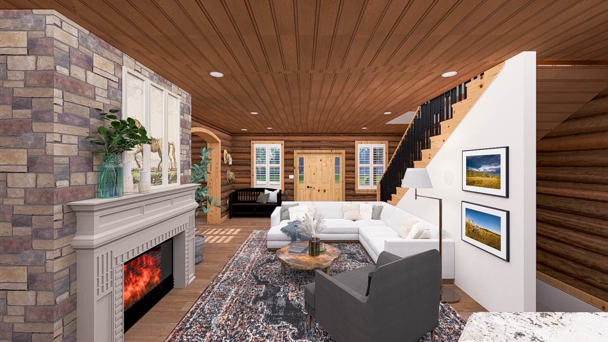 Plan 61569UT: 4-Bed Mountain Log Cabin House Plan with Warp-Around Porch - 4010 Sq Ft - Image #23 - Log Cabin, Mountain