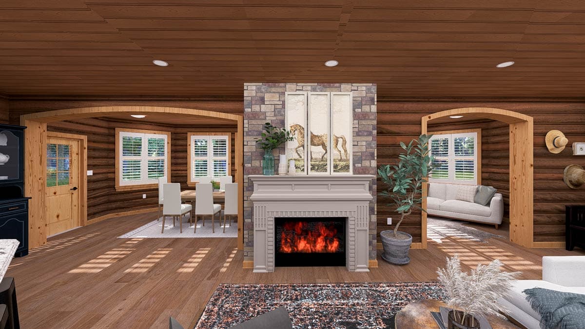Plan 61569UT: 4-Bed Mountain Log Cabin House Plan with Warp-Around Porch - 4010 Sq Ft - Image #24 - Log Cabin, Mountain