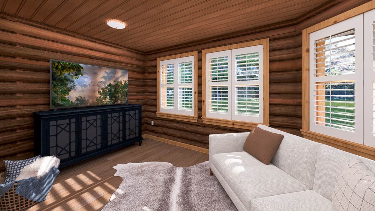 Plan 61569UT: 4-Bed Mountain Log Cabin House Plan with Warp-Around Porch - 4010 Sq Ft - Image #25 - Log Cabin, Mountain