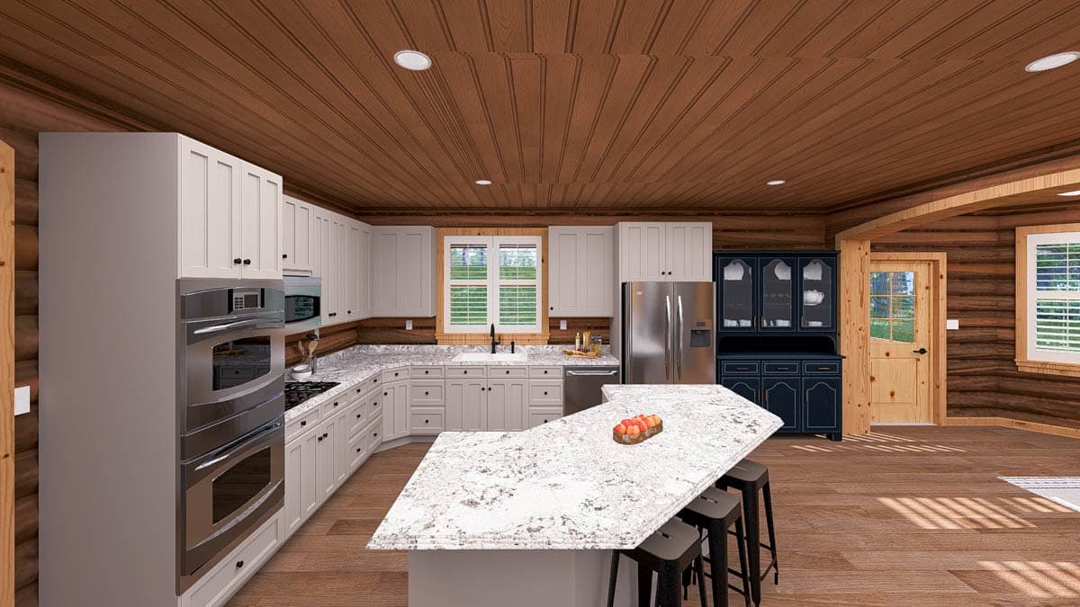 Plan 61569UT: 4-Bed Mountain Log Cabin House Plan with Warp-Around Porch - 4010 Sq Ft - Image #27 - Log Cabin, Mountain