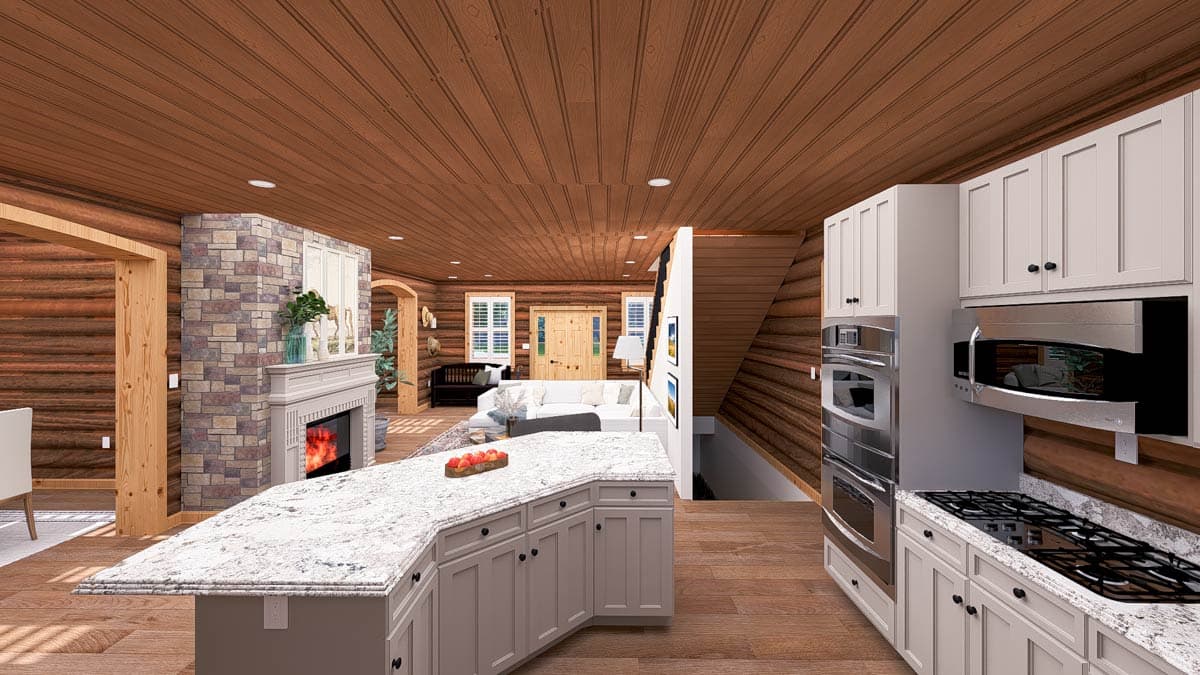 Plan 61569UT: 4-Bed Mountain Log Cabin House Plan with Warp-Around Porch - 4010 Sq Ft - Image #29 - Log Cabin, Mountain