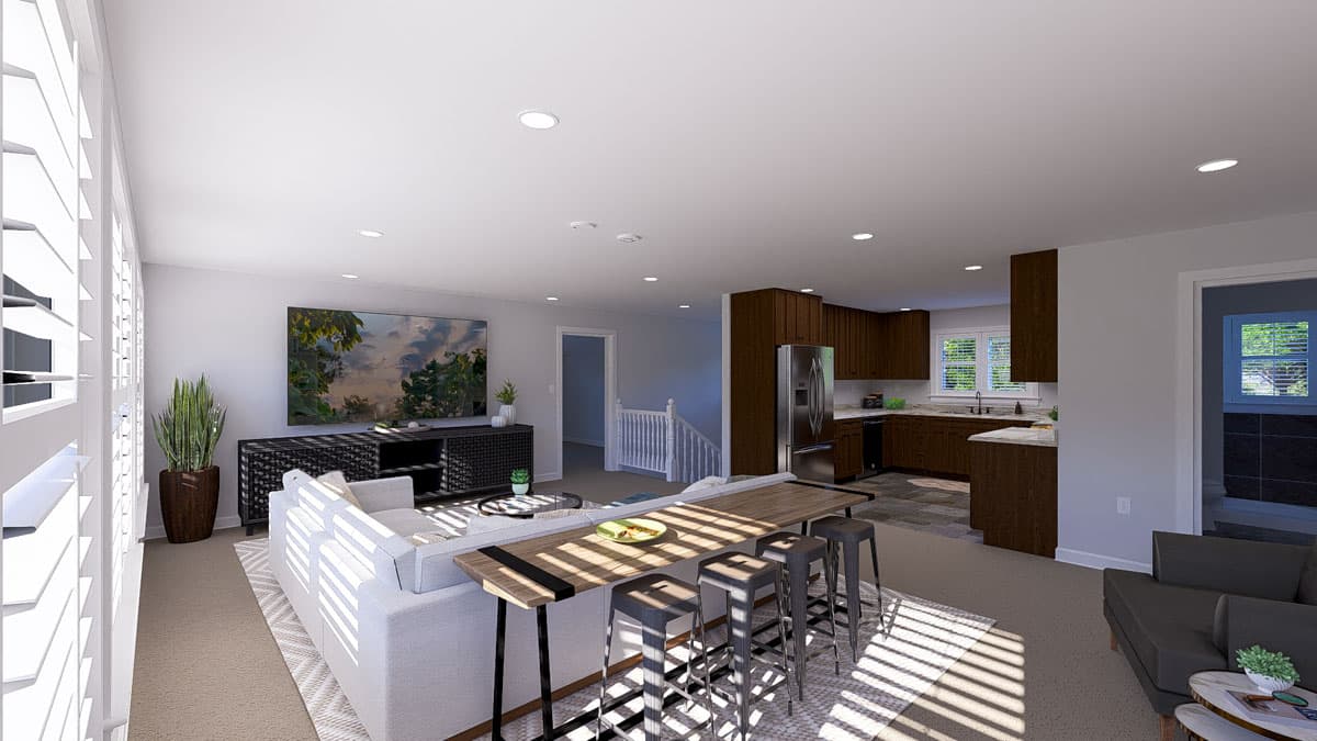 Plan 61570UT: Traditional 4-Car Garage with Second-Floor Apartment -  1414 Sq Ft - Image #7 - Country, Traditional