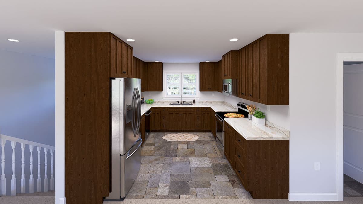 Plan 61570UT: Traditional 4-Car Garage with Second-Floor Apartment -  1414 Sq Ft - Image #9 - Country, Traditional