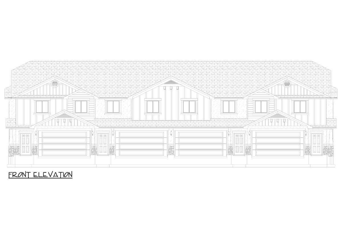 Plan 61573UT: Two-Story Traditional Multiplex House Plan with Four 3-Bed Units - 6950 Sq Ft - Image #11 - New American, Traditional