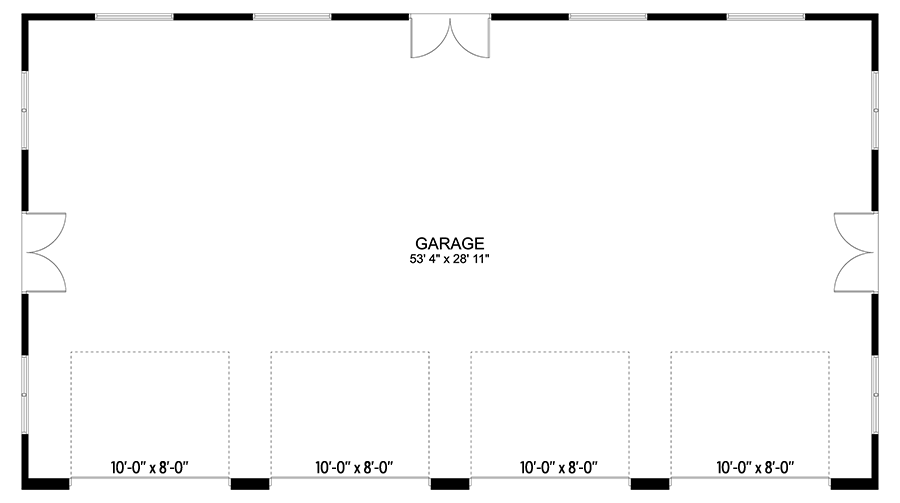 Plan 61574UT: 1600 Square Foot Detached Garage with Matching Four Bays - Floor Plan - Main Level - Traditional