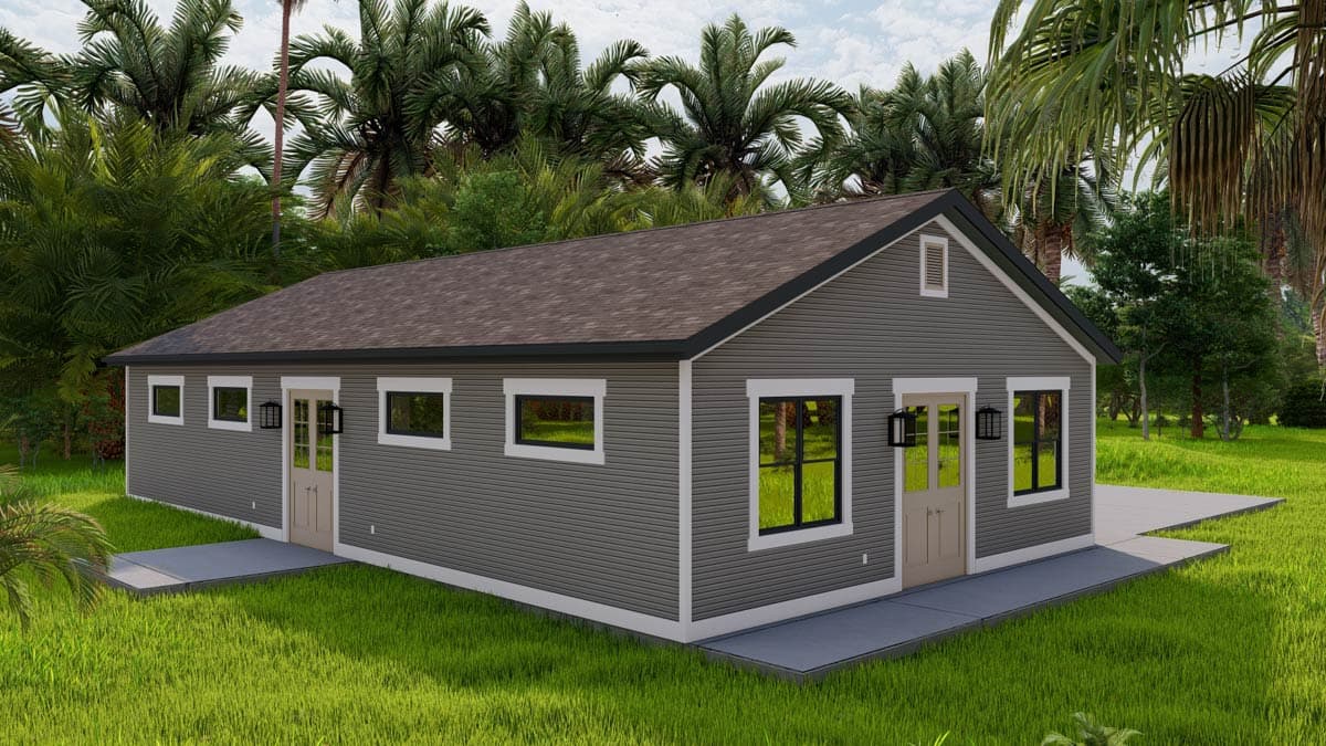 Plan 61574UT: 1600 Square Foot Detached Garage with Matching Four Bays - Image #6 - Traditional