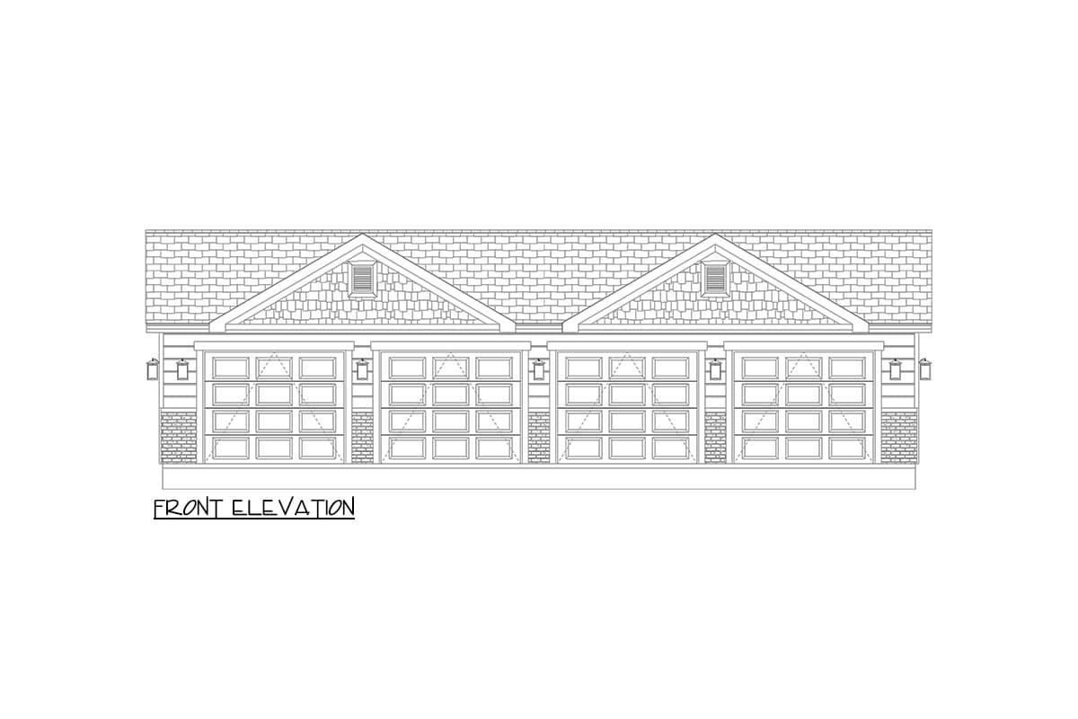 Plan 61574UT: 1600 Square Foot Detached Garage with Matching Four Bays - Image #7 - Traditional