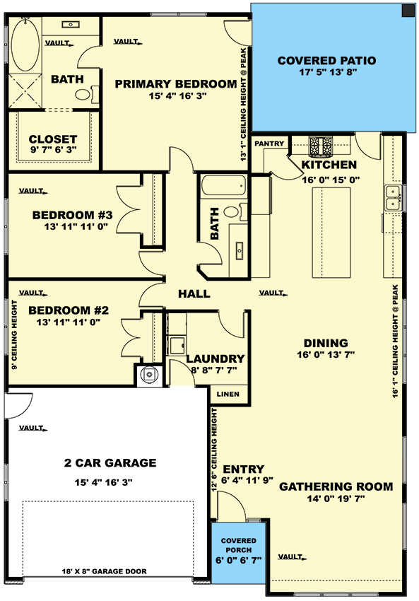 Plan 506021BRY: 3-Bed Modern House Plan with Open Concept Living - 1888 Sq Ft - Floor Plan - Main Level - Contemporary, Modern