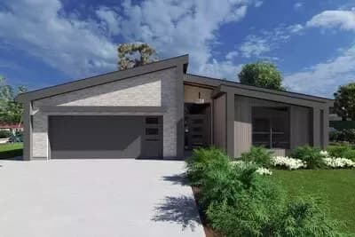 Single-Story Modern House Plan with Vaulted Living Area - 2031 Sq Ft