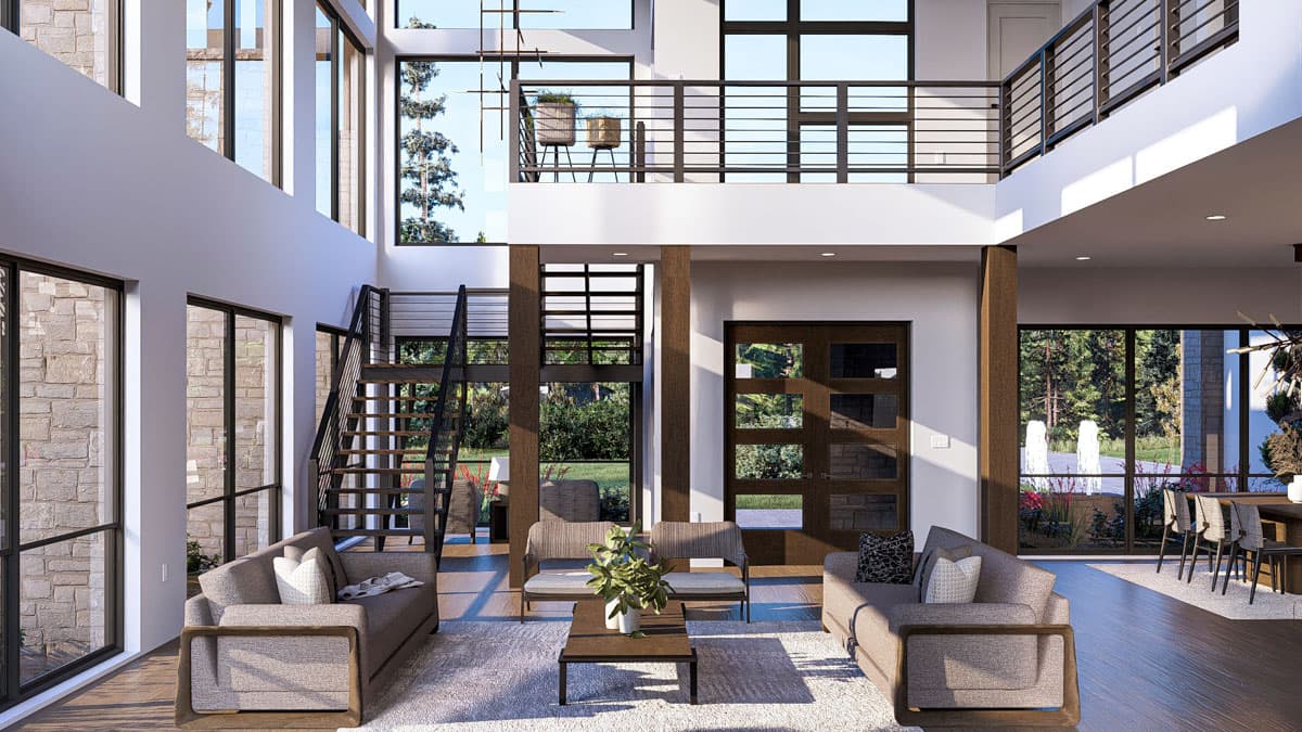 Plan 623467DJ: 3-Bed Modern Mountain House Plan with Two-Story Great Room - 3097 Sq Ft  - Image #9 - Modern, Mountain, Northwest