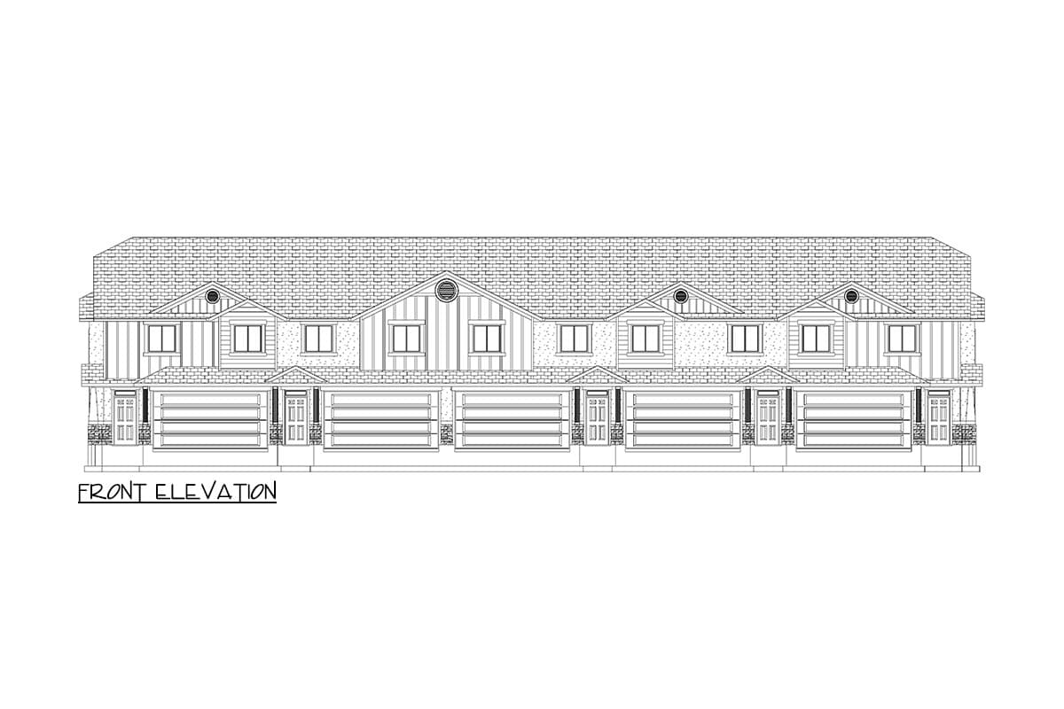 Plan 61575UT: Two-Story Five-Family House Plan with 3-Bedroom Units - 8642 Sq Ft  - Image #8 - Country, Traditional