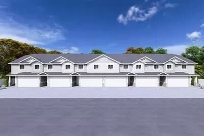 Two-Story Six Unit Multi-Family House Plan with 3 Beds Per Unit 