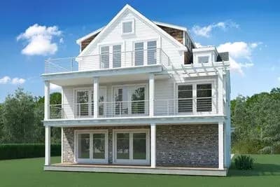 3-Bed Elevated Cape House with Upside Down Floor Plan - 1659 Sq Ft