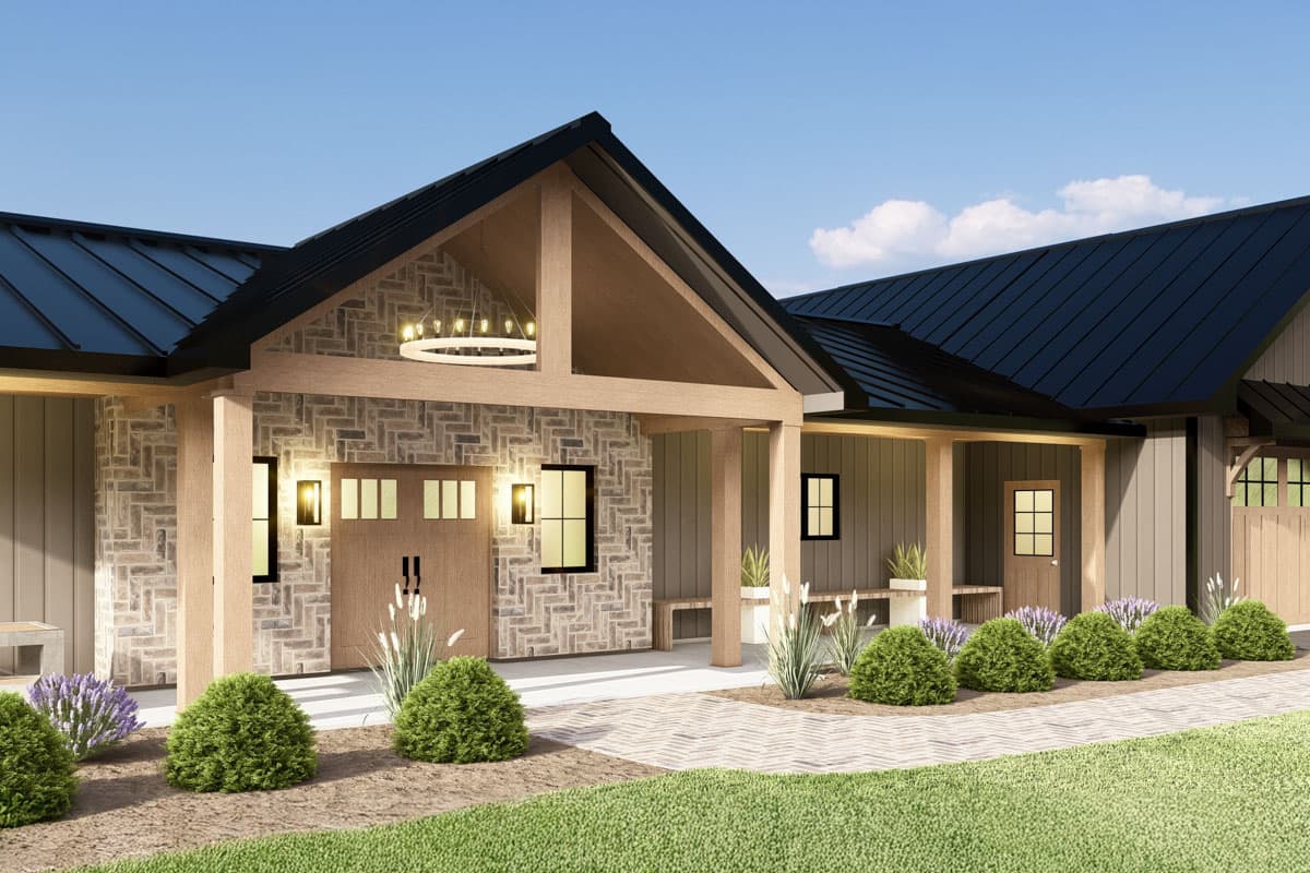 Plan 135319GRA: 3-Bed Contemporary Barndominium House Plan with 4-Car Garage - 1633 Sq Ft - Image #13 - Barndominium, Contemporary, Craftsman, Modern Farmhouse, New American, Ranch