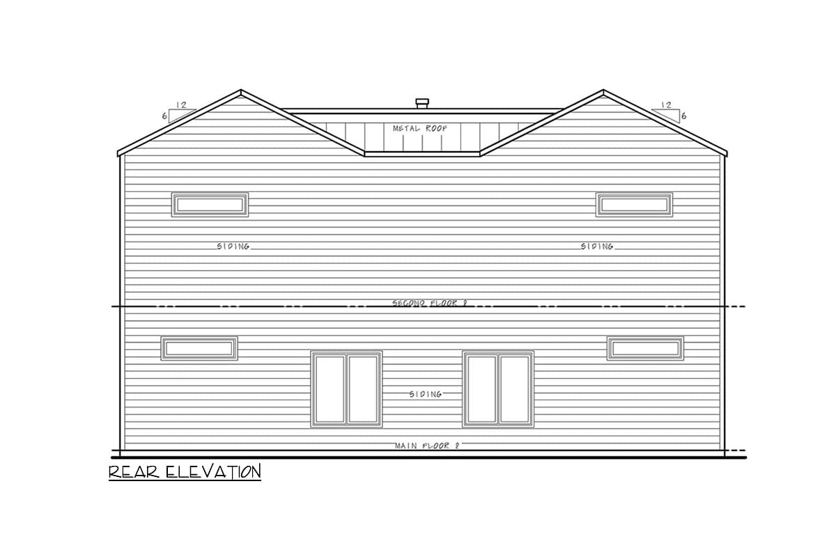 Plan 42456DB: Two-Story Contemporary Duplex House Plan with Each Unit Under 1600 Sq Ft - Image #5 - Contemporary, Modern