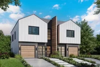 Two-Story Contemporary Duplex House Plan with Each Unit Under 1600 Sq Ft