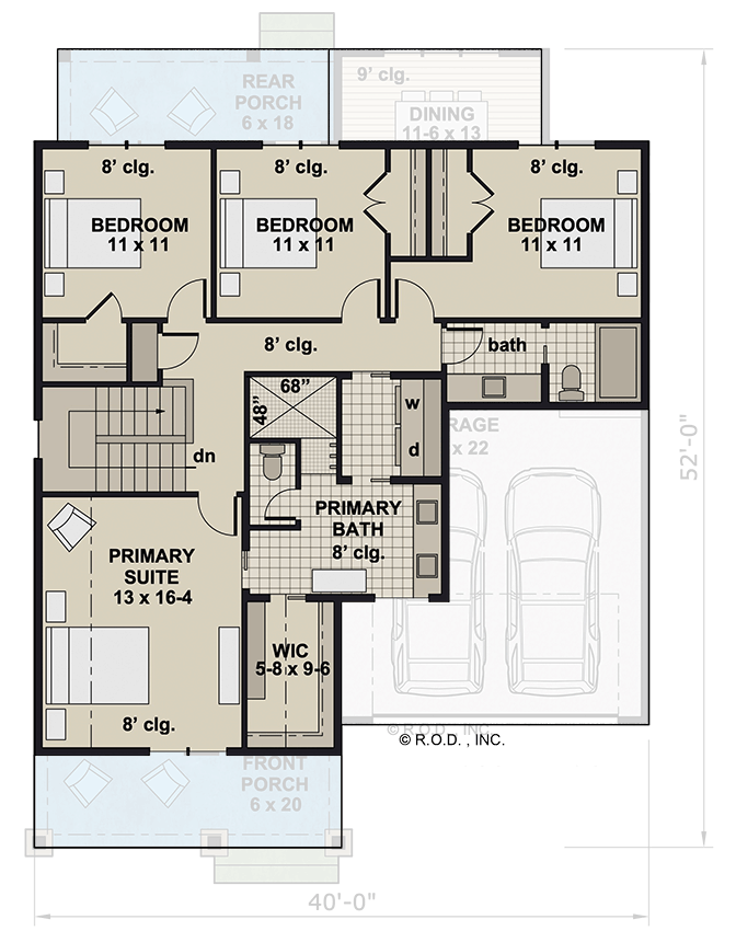 Plan 14900RK: Two-Story Craftsman House Plan with Second Floor Master Suite - 2426 Sq Ft - Floor Plan - 2nd Floor - Country, Craftsman, Traditional