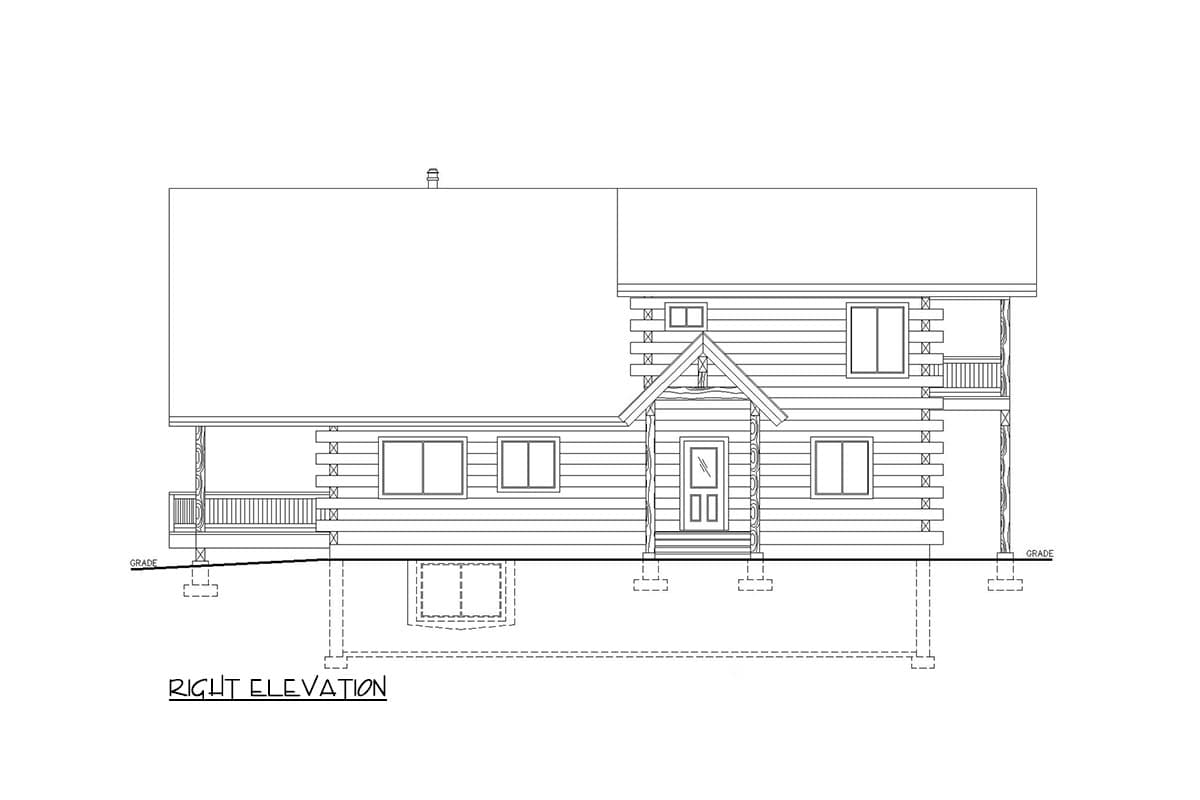 Plan 350087GH: 3-Bed Log Cabin House Plan with Two-Story Great Room - 2346 Sq Ft - Image #5 - Country, Log Cabin, Mountain