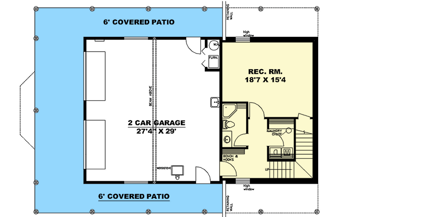 Plan 350089GH: 2-Bed Country House Plan with Drive-Under Garage - 2045 Sq Ft - Floor Plan - Lower Level - Country, Traditional