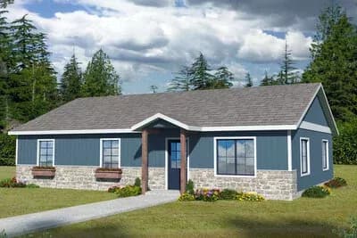 3-Bed Country Ranch House Plan with Breakfast Nook - 1408 Sq Ft