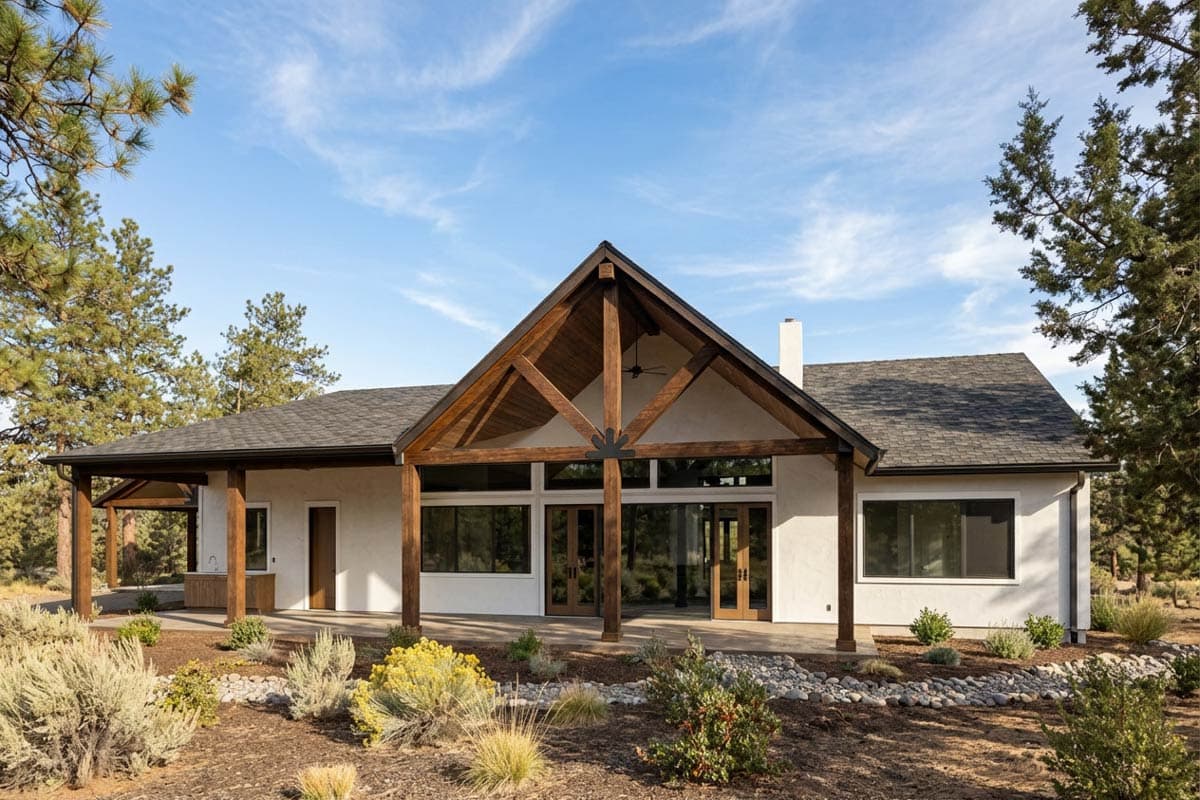 Plan 307736RAD: Single-Story Mountain House Plan with Outdoor Kitchen - 2795 Sq Ft - Image #7 - Country, Mountain, New American, Ranch, Rustic, Traditional