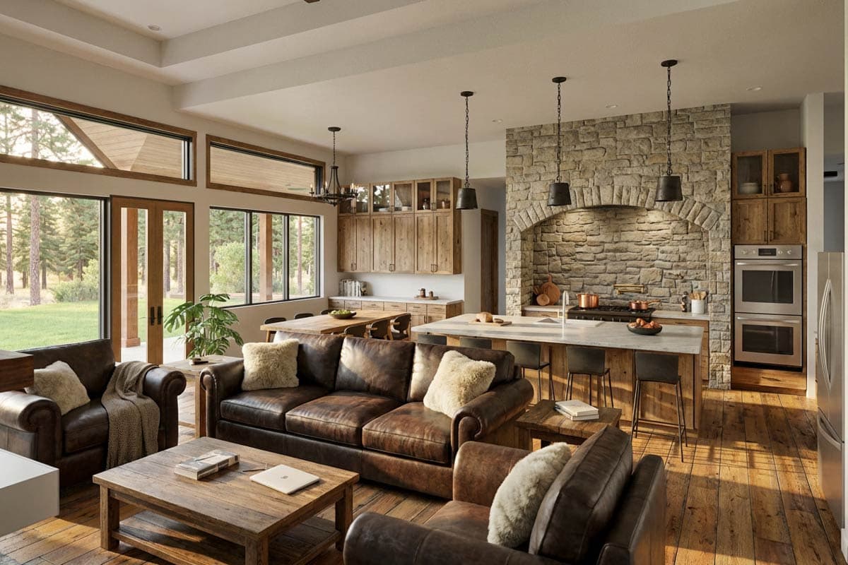 Plan 307736RAD: Single-Story Mountain House Plan with Outdoor Kitchen - 2795 Sq Ft - Image #8 - Country, Mountain, New American, Ranch, Rustic, Traditional