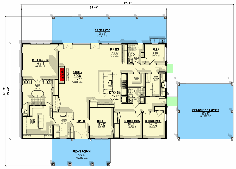 Plan 307736RAD: Single-Story Mountain House Plan with Outdoor Kitchen - 2795 Sq Ft - Floor Plan - Main Level - Country, Mountain, New American, Ranch, Rustic, Traditional