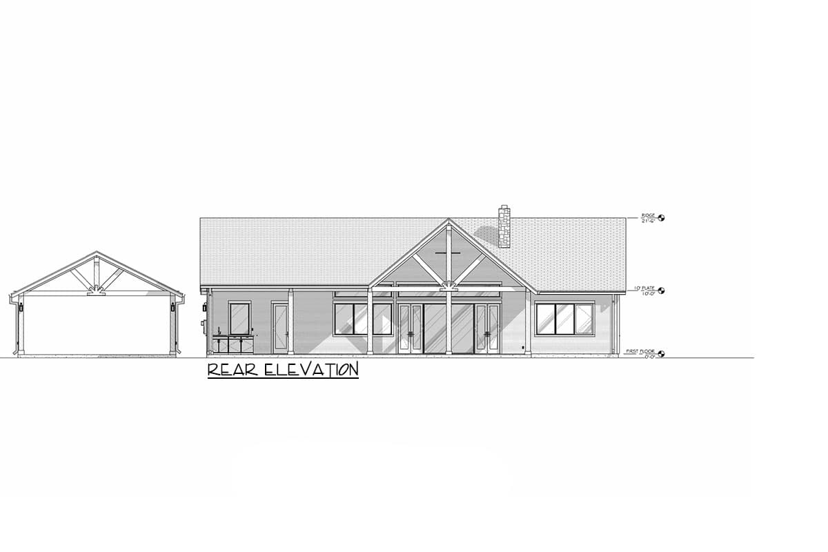 Plan 307736RAD: Single-Story Mountain House Plan with Outdoor Kitchen - 2795 Sq Ft - Image #11 - Country, Mountain, New American, Ranch, Rustic, Traditional