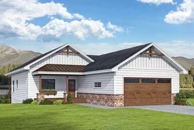 2-Bed Mountain Ranch House Plan with Rear Deck - 1512 Sq Ft