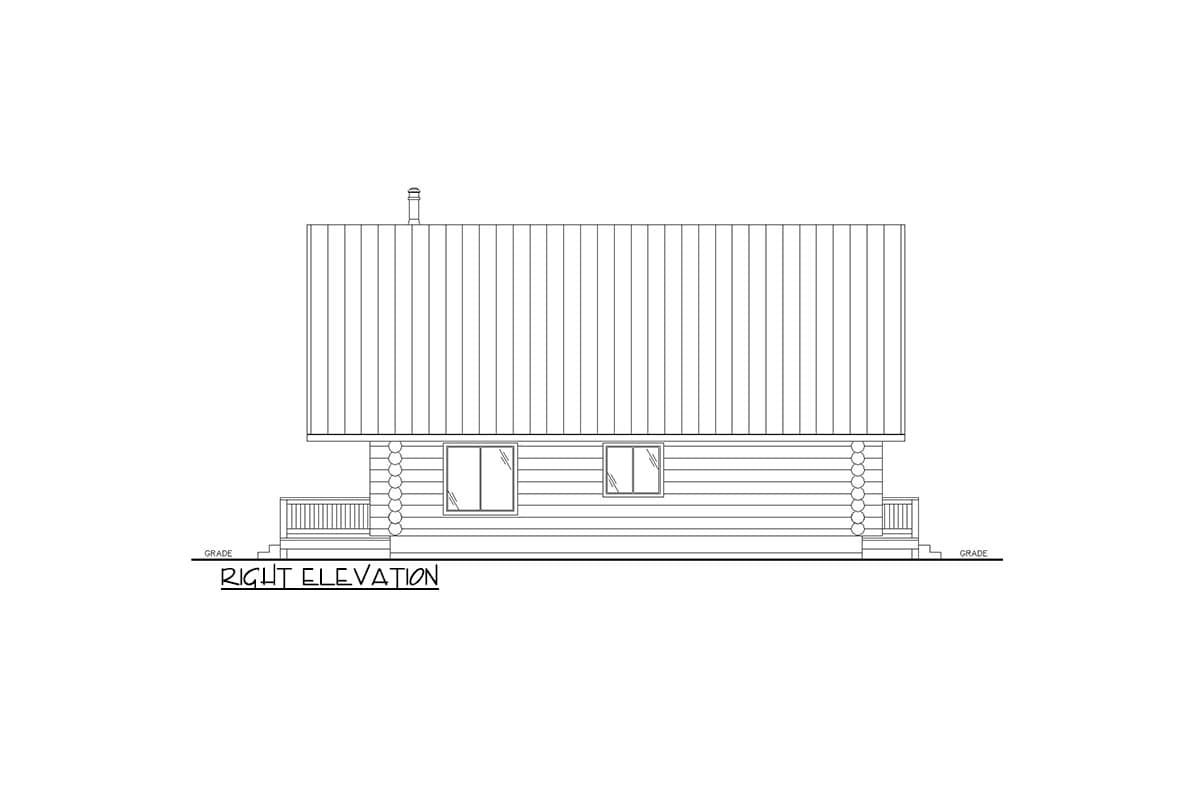 Plan 350101GH: Two-Story Log Cabin House Plan with Second Level Loft - 1405 Sq Ft - Image #5 - Cabin, Log Cabin