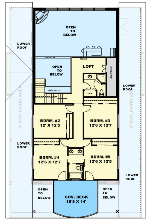 Plan 350104GH: Two-Story Mountain House Plan with Wrap-Around Porch - 3283 Sq Ft - Floor Plan - 2nd Floor - Mountain