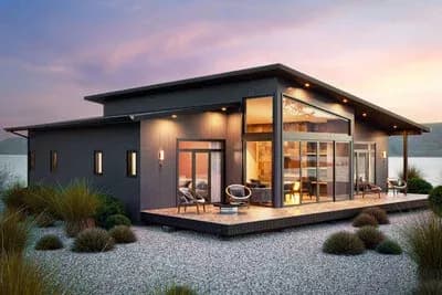 3-Bed Contemporary House Plan with Expansive Rear Windows - 1408 Sq Ft