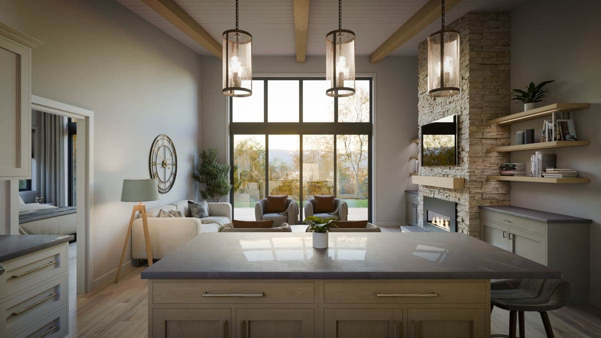 Plan 911052JVD: Single-Story Modern House Plan with Open Concept Living - 1040 Sq Ft - Image #8 - Contemporary, Modern