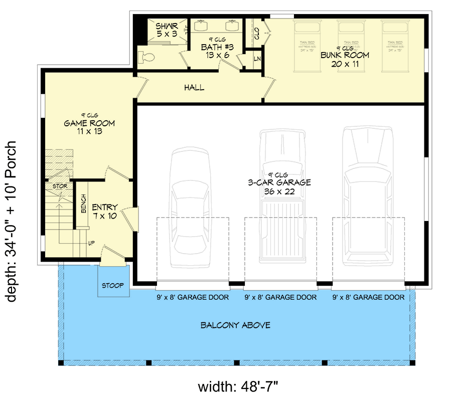 Plan 680501VR: 3-Story Mountain House Plan with Home Theater - 3009 Sq Ft - Floor Plan - Main Level - Contemporary, Country, Mountain