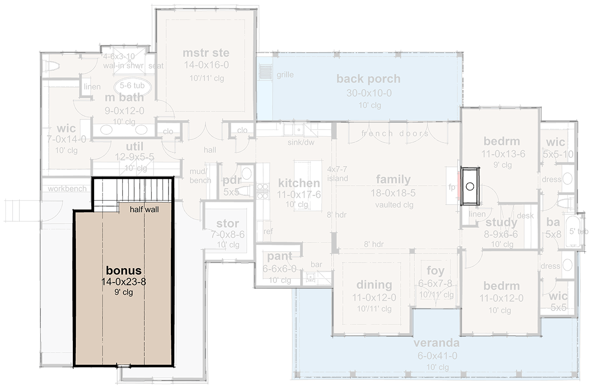 Plan 16933WG: 3-Bed Modern Farmhouse Plan with Vaulted Family Room - 2093 Sq Ft - Floor Plan - Bonus Level - Country, Farmhouse, Modern Farmhouse, New American