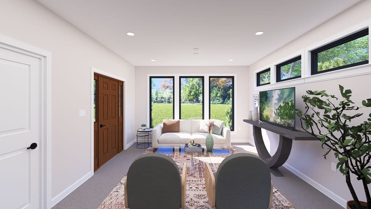 Plan 61579UT: Modern ADU House Plan with Second-Floor Deck - 782 Sq Ft - Image #7 - Modern