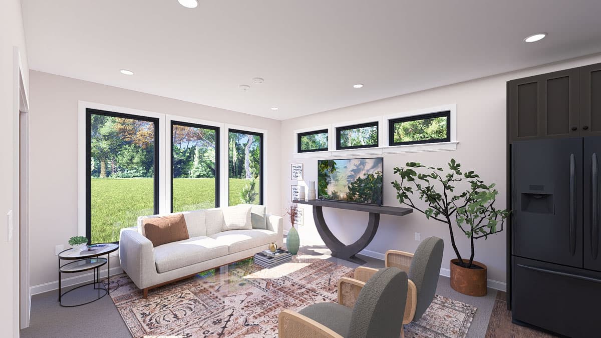 Plan 61579UT: Modern ADU House Plan with Second-Floor Deck - 782 Sq Ft - Image #9 - Modern