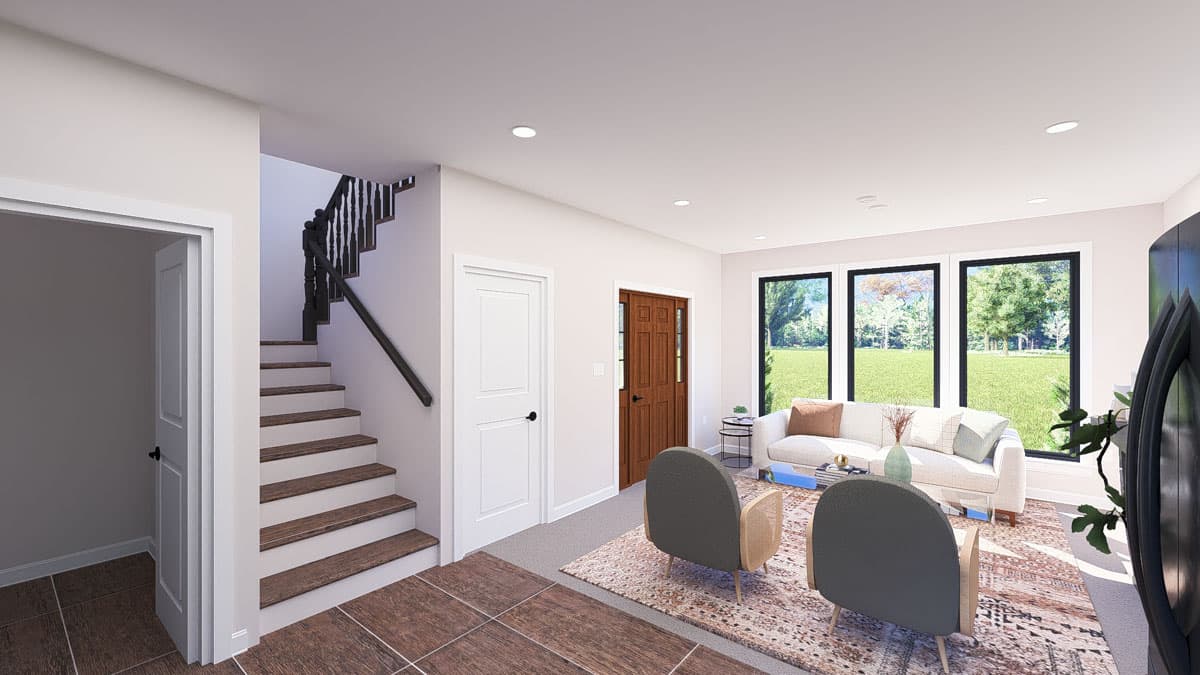 Plan 61579UT: Modern ADU House Plan with Second-Floor Deck - 782 Sq Ft - Image #8 - Modern