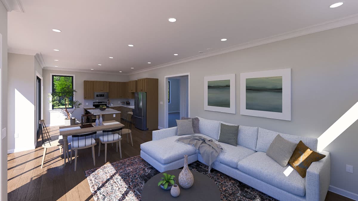Plan 61580UT: 3-Car Garage ADU Plan with 2-Bed Apartment Above - 1104 Sq Ft - Image #9 - Contemporary, Transitional