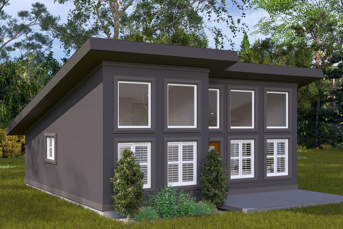 Plan 61581UT: Sinlge-Story Contemporary ADU House Plan with Clustered Beds - 864 Sq Ft  - Image #5 - Contemporary