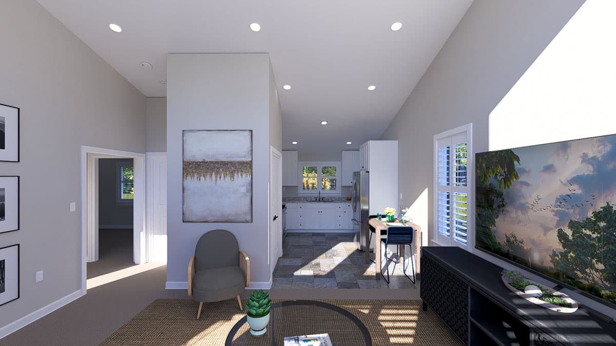 Plan 61581UT: Sinlge-Story Contemporary ADU House Plan with Clustered Beds - 864 Sq Ft  - Image #9 - Contemporary