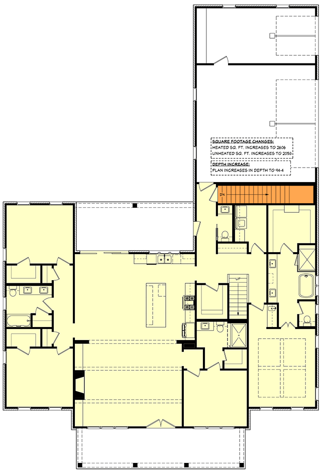 Plan 51988HZ: 4-Bed Country Farmhouse Plan with Workshop and Bonus Room - 2585 Sq Ft - Floor Plan - Basement Stairs Location - Country, Farmhouse, Modern Farmhouse, New American