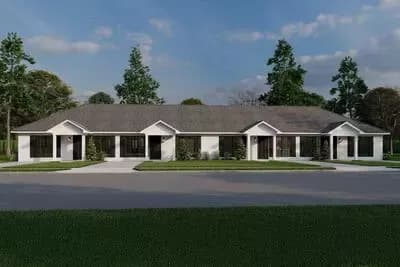 Traditional Four-Plex House Plan with 2-Bed Under 750 Sq ft Per Unit