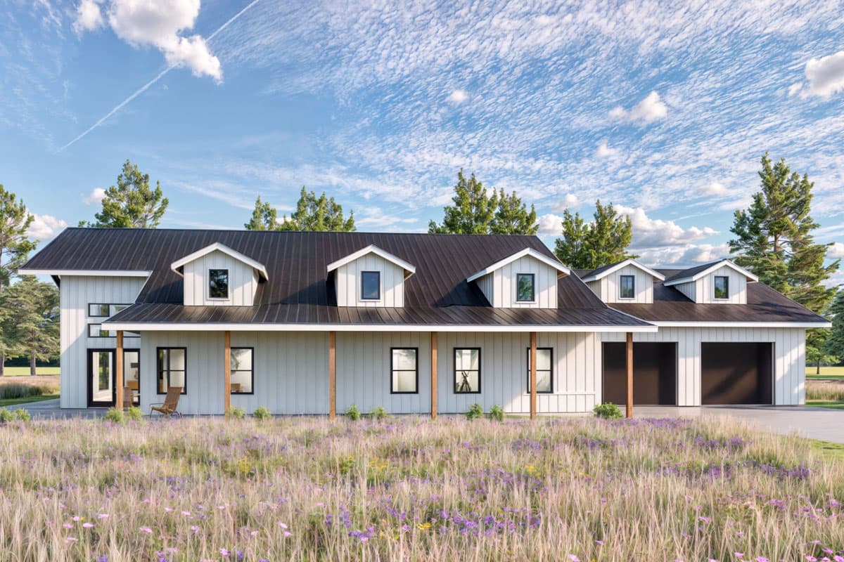 Plan 600012PDZ: 4-Bed Farmhouse Plan with Vaulted Great Room - 2836 Sq Ft - Image #6 - Barndominium, Country, Modern Farmhouse, Ranch