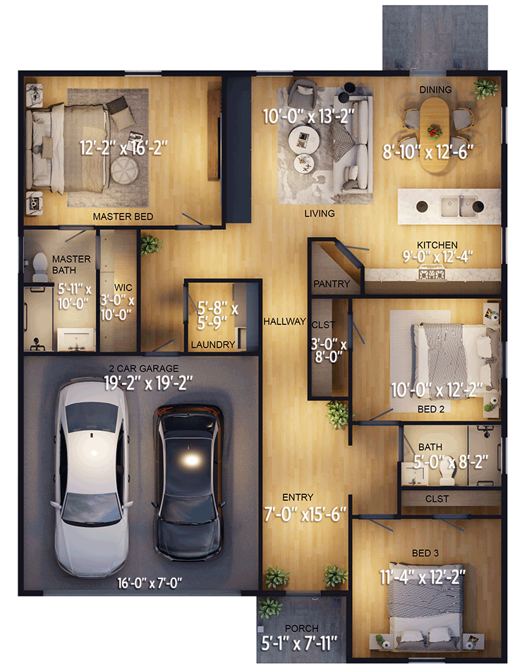 Plan 430098LY: Traditional Single-Story House Plan with Split-Bedrooms - 1269 Sq Ft - Floor Plan - Main Level - Country, Ranch, Traditional