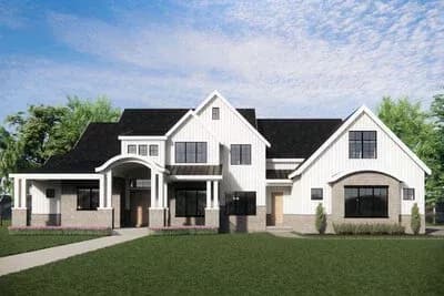 5-Bed New American House Plan with Optional Sports Court - 5522 Sq Ft