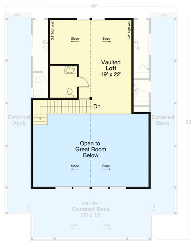 Plan 72452DA: A-Frame Mountain House Plan with Wrap-Around Porch - 1540 Sq Ft - Floor Plan - 2nd Floor - A-Frame, Mountain
