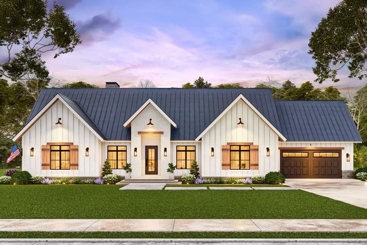 Plan 12336JL: 3-Bed Single-Story Farmhouse with Home Office - 2197 Sq Ft - Image #10 - Farmhouse, Modern Farmhouse, Ranch, Transitional